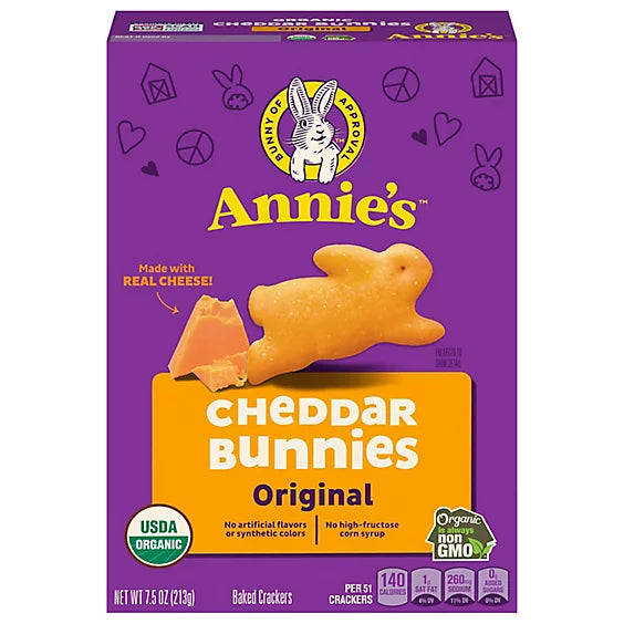Annie's Cheddar Bunnies Organic Original Cheese Crackers 7.5 Oz