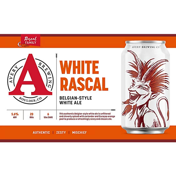 Avery White Rascal Belgian-Style White Ale Craft Beer Cans 6 Pk