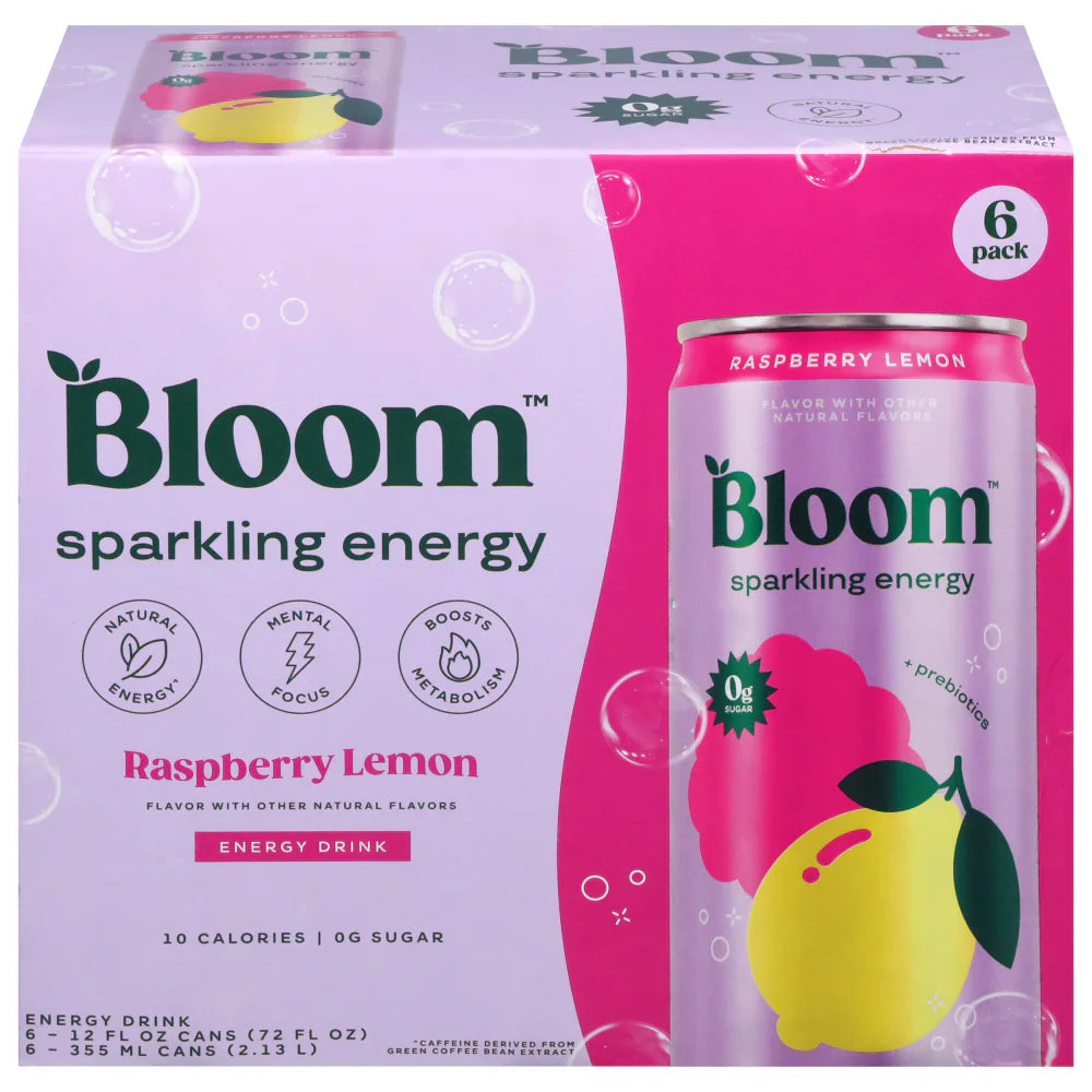 Bloom™ Sparkling Energy Raspberry Lemon Energy Drink Multipack Cans