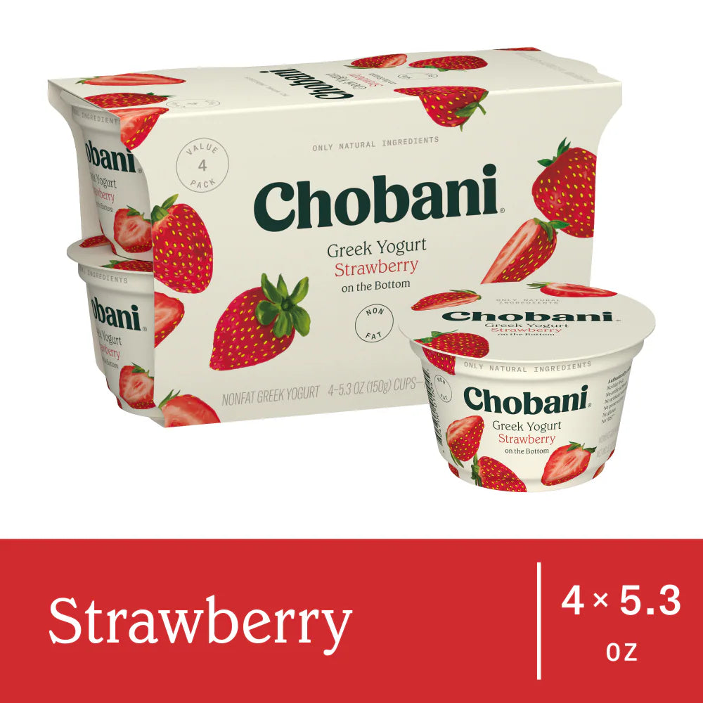 Chobani® Strawberry on the Bottom Nonfat Greek Yogurt Cups 4 Pk