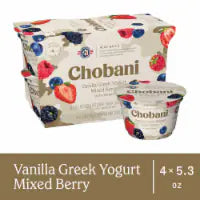 Chobani® Vanilla with Mixed Berry Low Fat Greek Yogurt Cups 4 Pack