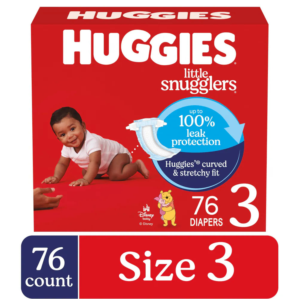 Huggies Little Snugglers Baby Diapers, Size 3 (16-28 lbs) 76 Ct