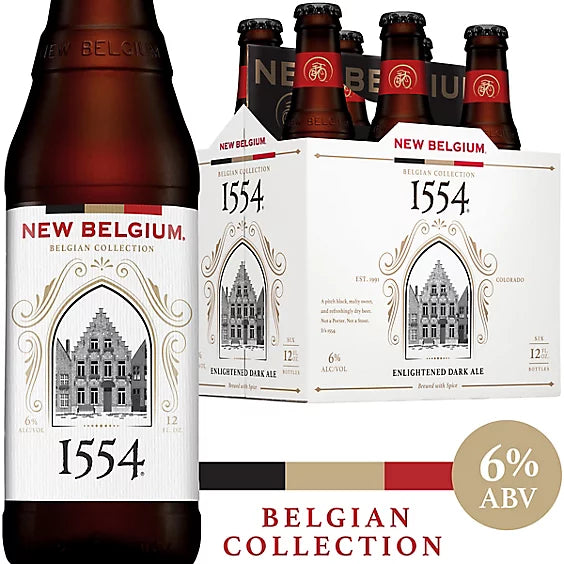 New Belgium Brewing 1554 Enlightened Dark Ale Beer 6% ABV Bottles - 6-12 Fl. Oz.