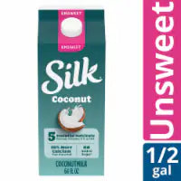Silk Dairy Free Vegan Unsweetened Plain Coconut Milk Half Gallon