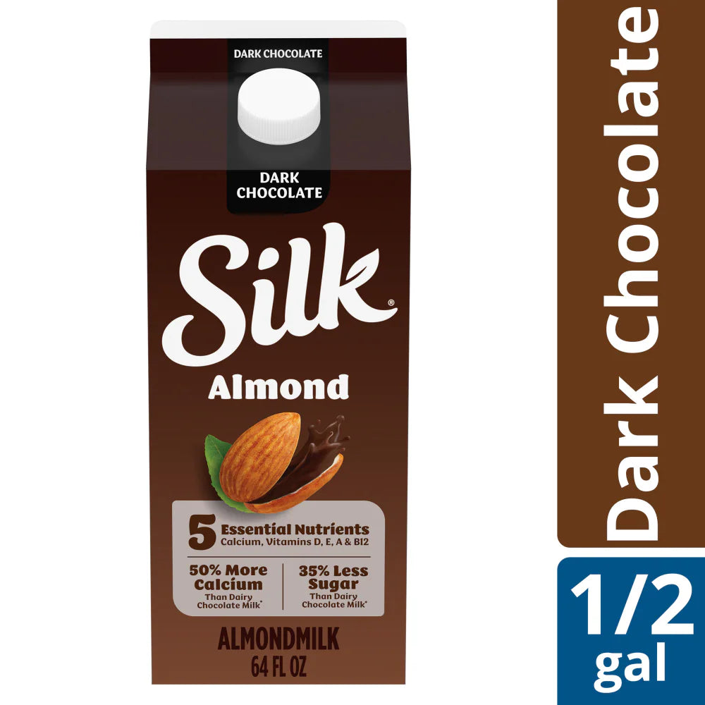 Silk Dairy Free Vegan Unsweetened Original Almond Milk Half Gallon