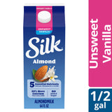 Silk Dairy Free Vegan Unsweetened Original Almond Milk Half Gallon