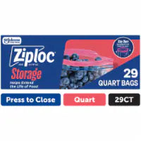 Ziploc® Quart Storage Bags, Stay Open Design, Easy to Fill, 29 count