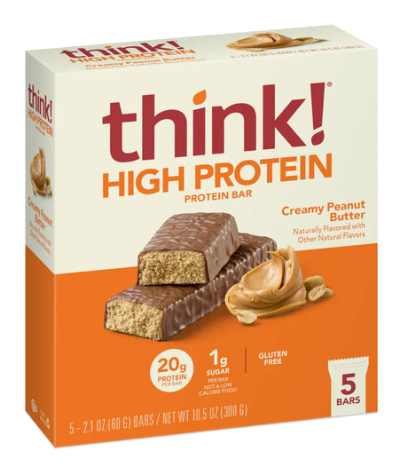 think! High Protein Bars, Chunky Peanut Butter, 5 Count
