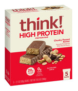 think! High Protein Bars, Chunky Peanut Butter, 5 Count