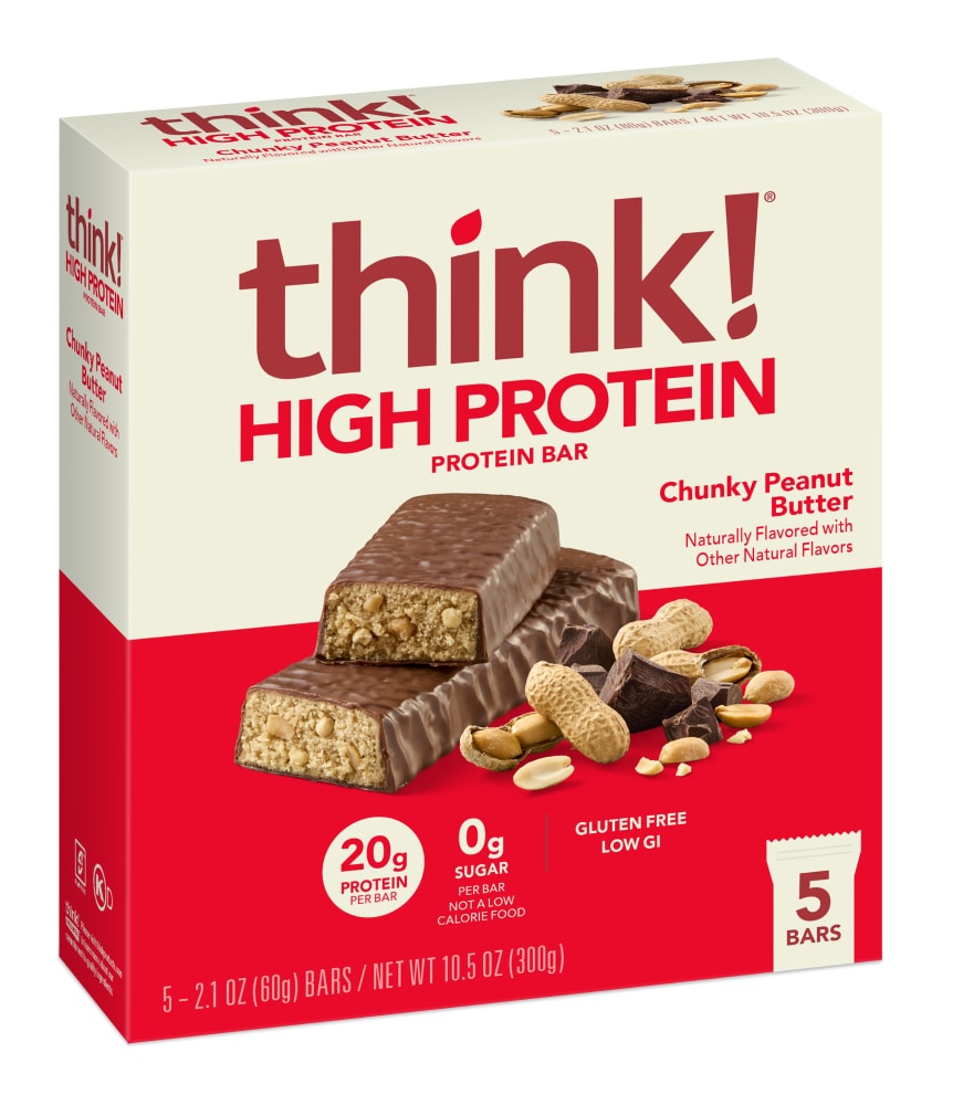 think! High Protein Bars, Chunky Peanut Butter, 5 Count